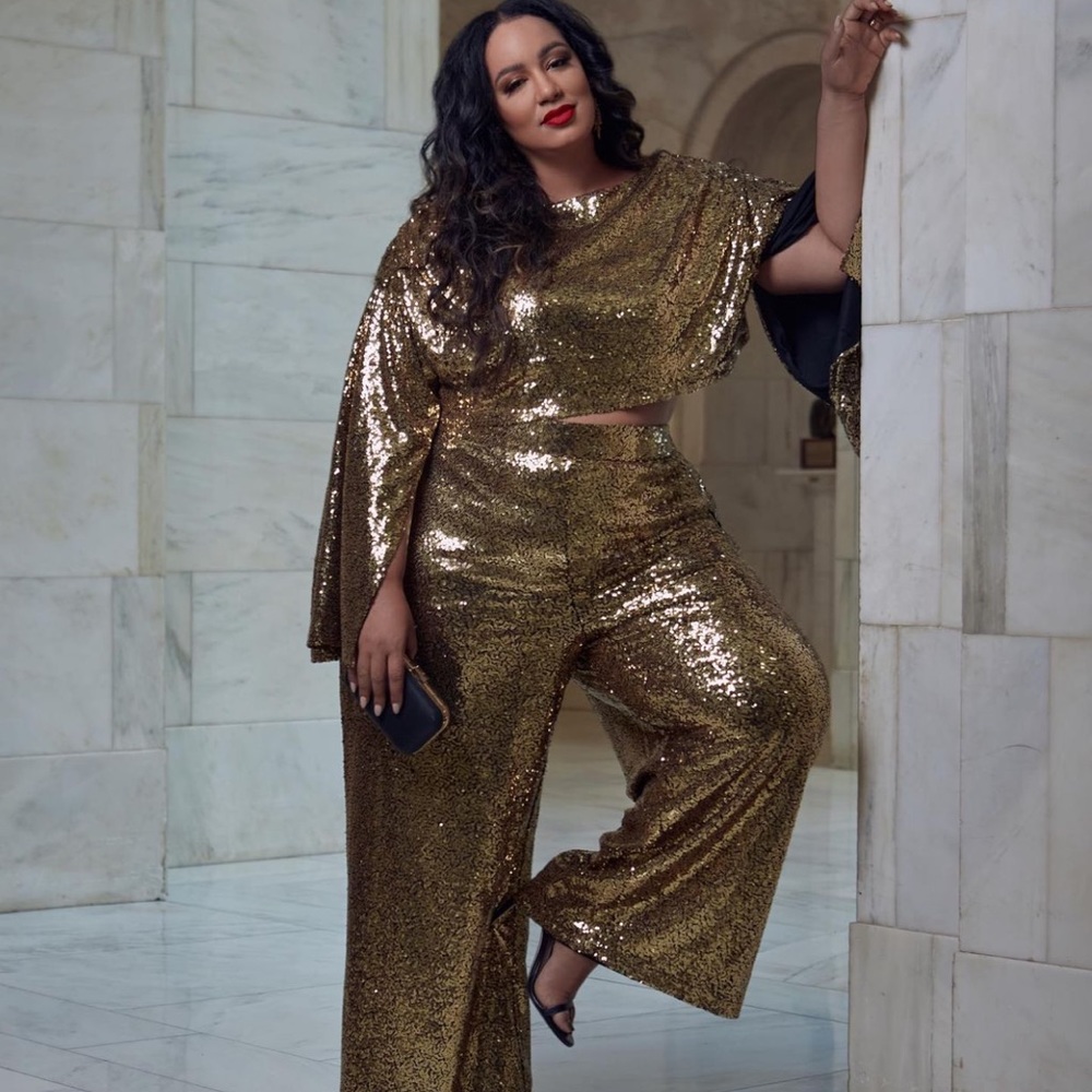 Eloquii Gold Sequin Crop Top